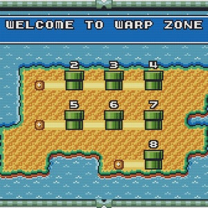 Patrão de ponto cruz de Super Mario Bros 3 Warp Zone. Arquivos PDF. DESCARGA INSTANTÂNEA