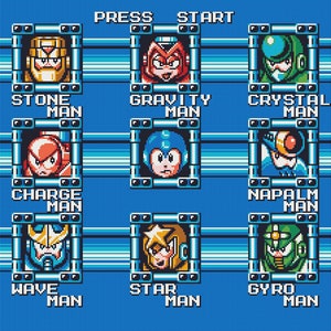 Mega Man 5 - Padrão de ponto de cruz na tela de seleção de cenário. Arquivos PDF. DESCARGA INSTANTÂNEA