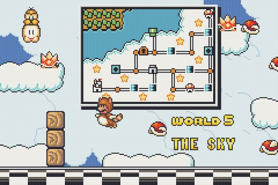 Super Mario Bros 3 World 5 Ending Cross Stitch Pattern. PDF Files.