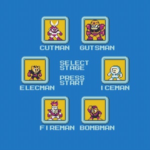 Mega Man - Patrón de punto de cruz en pantalla de selección de escenario. Archivos PDF. DESCARGA INSTANTÁNEA