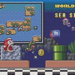 Patrón de punto de cruz final de Super Mario Bros 3 World 3. Archivos PDF. DESCARGA INSTANTÁNEA