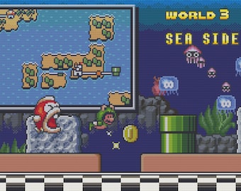 Patrón de punto de cruz final de Super Mario Bros 3 World 3. Archivos PDF. DESCARGA INSTANTÁNEA
