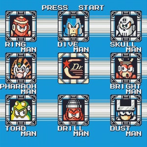 Mega Man 4 - Patrón de punto de cruz en pantalla de selección de escenario. Archivos PDF. DESCARGA INSTANTÁNEA