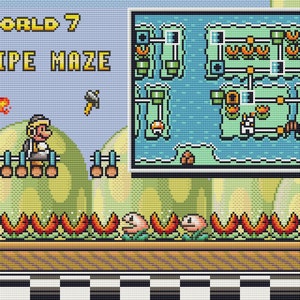 Patrón de punto de cruz final de Super Mario Bros 3 World 7. Arquivos PDF. DESCARGA INSTANTÂNEA