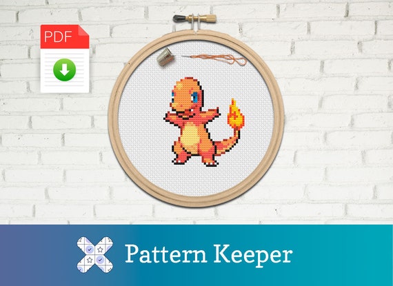 Pokemon type chart cross stitch PDF pattern download