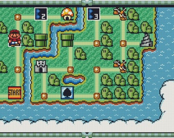 Patrón de punto de cruz de los 5 mapas del mundo de Super Mario Bros 3. Archivos PDF. DESCARGA INSTANTÁNEA