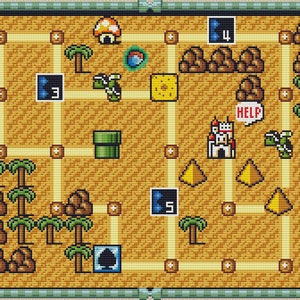 Patrón de punto de cruz del mapa de Super Mario Bros 3 World 2. Archivos PDF. DESCARGA INSTANTÁNEA