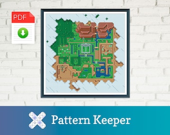 Legend of Zelda: A Link to the Past Hyrule Mapa Światło Wzór Keeper Cross Stitch. Pliki PDF. NATYCHMIASTOWE POBIERANIE