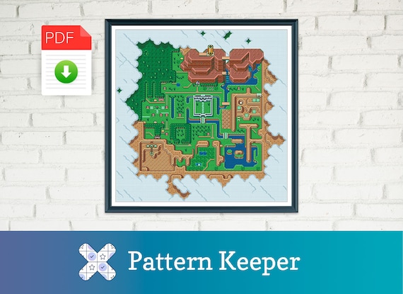Legend of Zelda: A Link to the Past Hyrule Map Light Pattern Keeper Cross Stitch. PDF Files. INSTANT DOWNLOAD