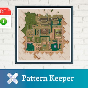 Mapa de Hyrule de Legend of Zelda: A Link to the Past Patrón oscuro Guardián Punto de cruz. Archivos PDF. DESCARGA INMEDIATA