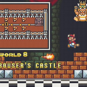 Patrón de punto de cruz final de Super Mario Bros 3 World 8. Archivos PDF. DESCARGA INSTANTÁNEA