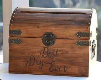 Best Day Ever Wedding Card Box, rustic wedding card box, country reception decor, shabby chic memory chest