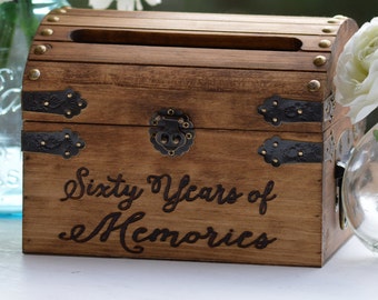 Anniversary Party Card Box With Slot, Wood Anniversary Card Holder, 5th Anniversary Gift, Wedding  Memory Chest, Custom Keepsake Trunk