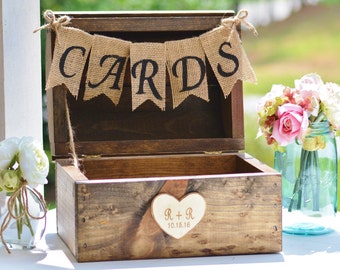 rustic wedding card box burlap banner farm wedding reception card box