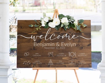 Welcome To Our Wedding Timeline Sign Wedding Welcome Sign Wood Wedding Timeline Welcome Sign Rustic Wedding Sign Wood Welcome Sign Wedding