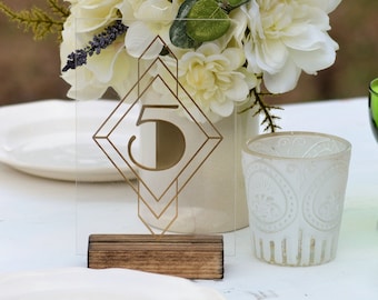Gold Wedding Table Numbers Art Deco Table Numbers Self Standing Gold Wedding Centerpieces Acrylic Wedding Table Setting Retro TNA001