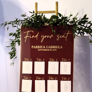 Find Your Seat Sign Wedding Seating Chart Wedding Acrylic Seating Chart Acrylic Wedding Sign Custom Colors