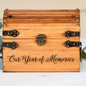Our Year Of Memories Keepsake Box Wooden Memory Box Wooden Keepsake Box First Anniversary 5th Anniversary Gift Wedding Memory Chest image 1
