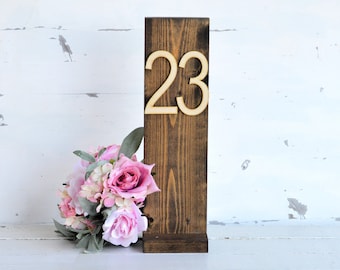 Tall Table Numbers, Rustic Wedding Table Numbers Self Standing, Wedding Centerpieces Woodland Wedding Table Wooden Table Numbers