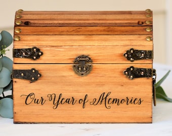 Our Year Of Memories Keepsake Box Wooden Memory Box Wooden Keepsake Box First Anniversary 5th Anniversary Gift Wedding Memory Chest