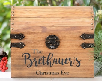 Family Christmas Eve Box Personalized Christmas Eve Gift Box Farmhouse Christmas Decor Wooden Christmas Box Christmas Eve Crate Santa Box