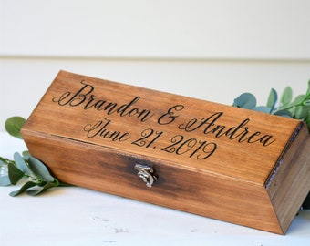 Personalized Wine Box, Wedding Wine Box Ceremony, Wine Bottle Holder, Wedding Time Capsule, Wedding Gift, Anniversary Gift, Custom