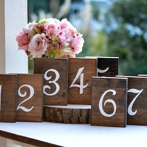 Wooden Table Numbers, Rustic Wedding Table Numbers Self Standing, Wedding Centerpieces Woodland Wedding Table Wooden Table Numbers image 1