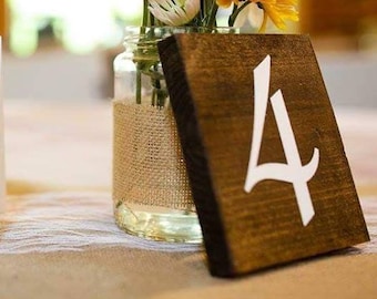 Rustic Table Numbers, Rustic Wedding Table Numbers Self Standing, Boho Wedding Centerpieces Woodland Wedding Table, Painted (TN101F1)