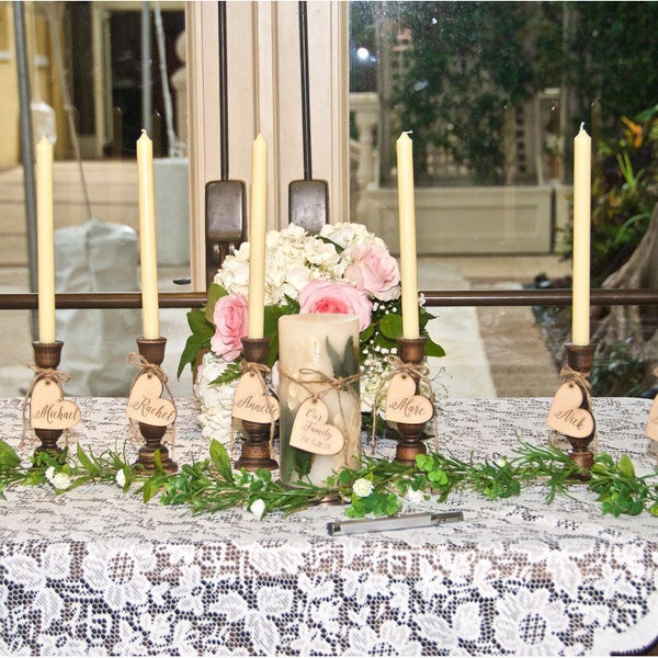 Family Unity Ceremony Personalized Unity Candle Holders Wooden Family Unity Candle Set Rustic Wedding Decor Shabby Chic Wedding Family Set