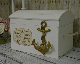 beach wedding card box gold anchor wedding reception card box seaside ceremony