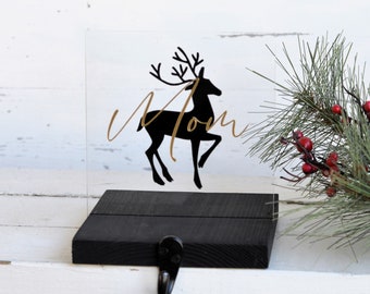 Personalized Stocking Holder, Modern Farmhouse Stocking Holder Acrylic Deer Stocking Holder For Mantle Top, Stocking Hanger, Stocking Hooks