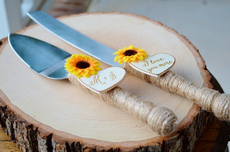 Sunflower Wedding Cake Knife Set Fall Wedding Cake Serving Etsy