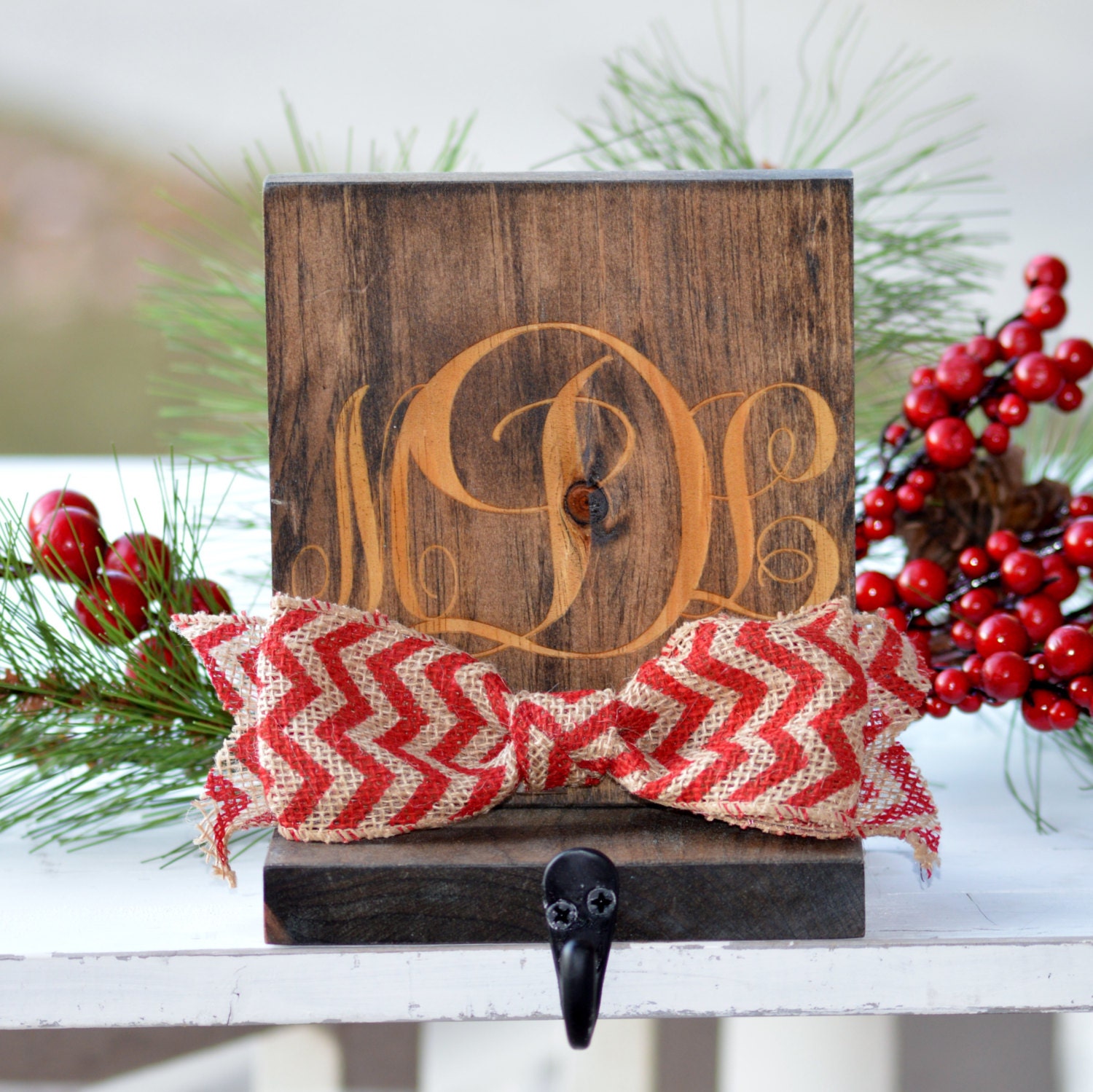 Monogrammed Stocking Holder Engraved Stocking Holder for Etsy