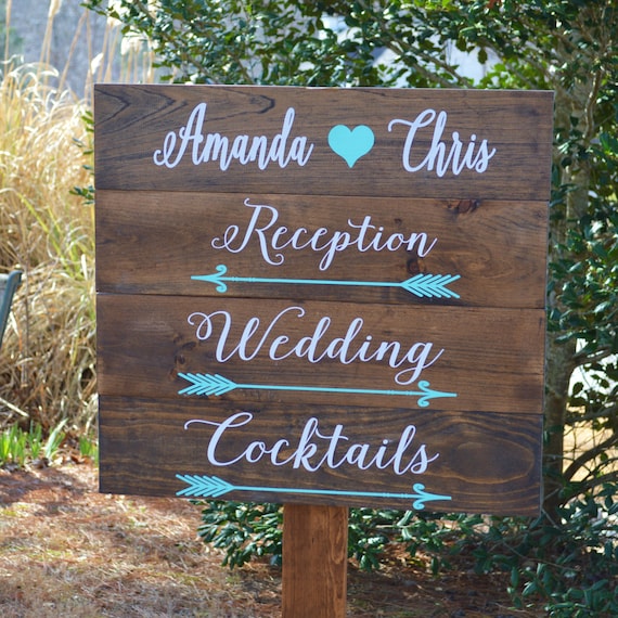 Wedding Directional Signs Wood Wedding Signs With Stake Etsy