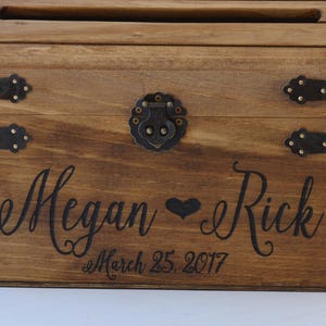 Shabby Chic Wedding Card Box, Rustic Wedding Card Box With Slot, Wood Card Box With Lock Option, Wedding Keepsake Chest, Custom With Heart image 6