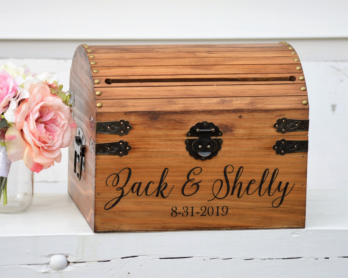 Wedding Card Box Rustic Card Box With Slot Advice Box Wooden - Etsy