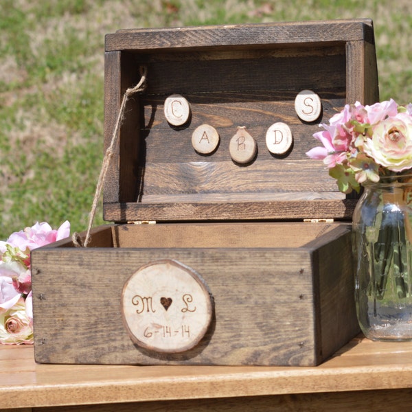 woodland wedding card box, rustic wedding card box,