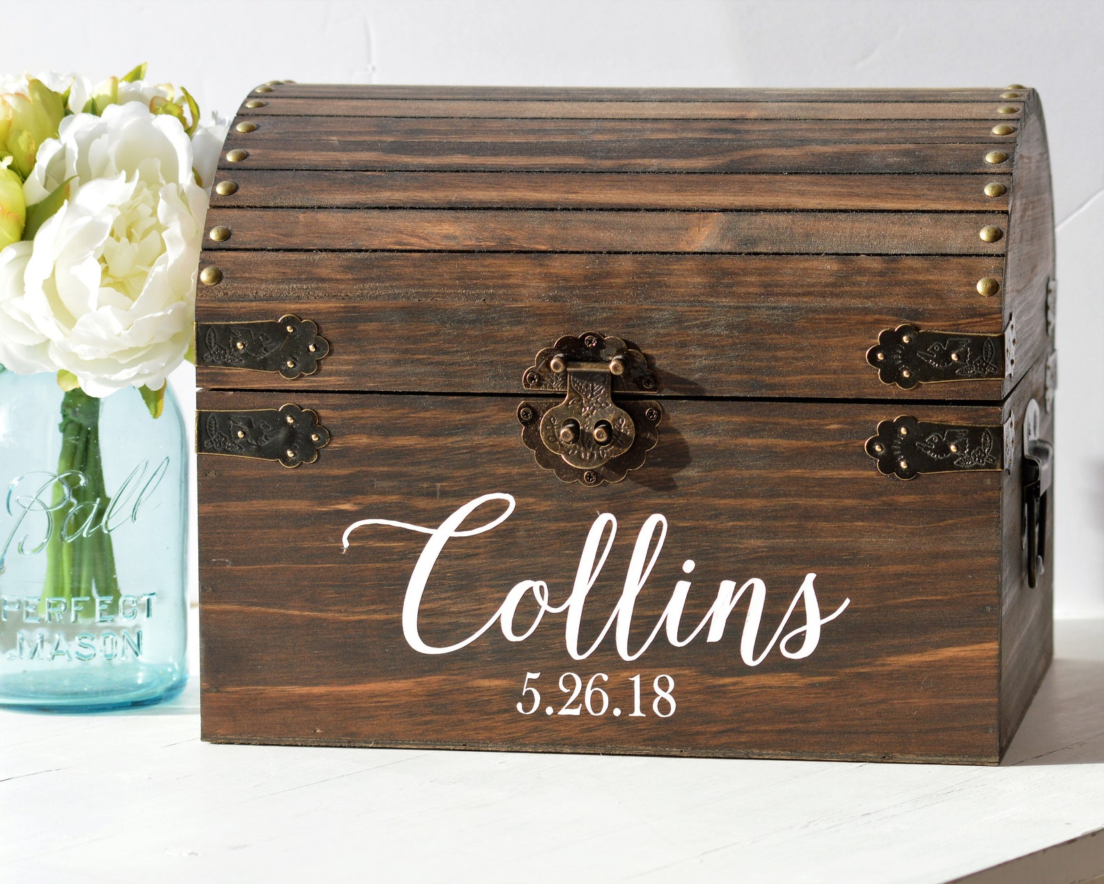 Boho Wedding Card Box, Rustic Card Box With Slot, Bridal Shower Card ...