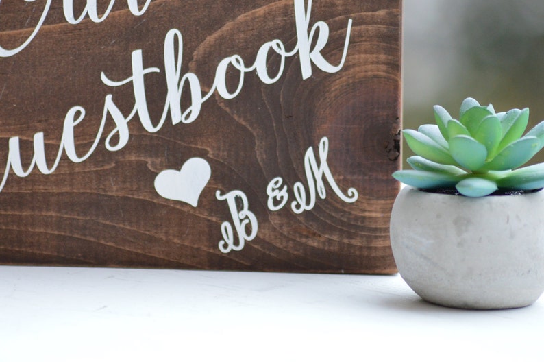 Please Sign Our Guest book Sign, Personalized Rustic Wedding Sign, Wooden Table Sign, Guest Sign In, Wedding Reception Decor Guest Sign In afbeelding 4