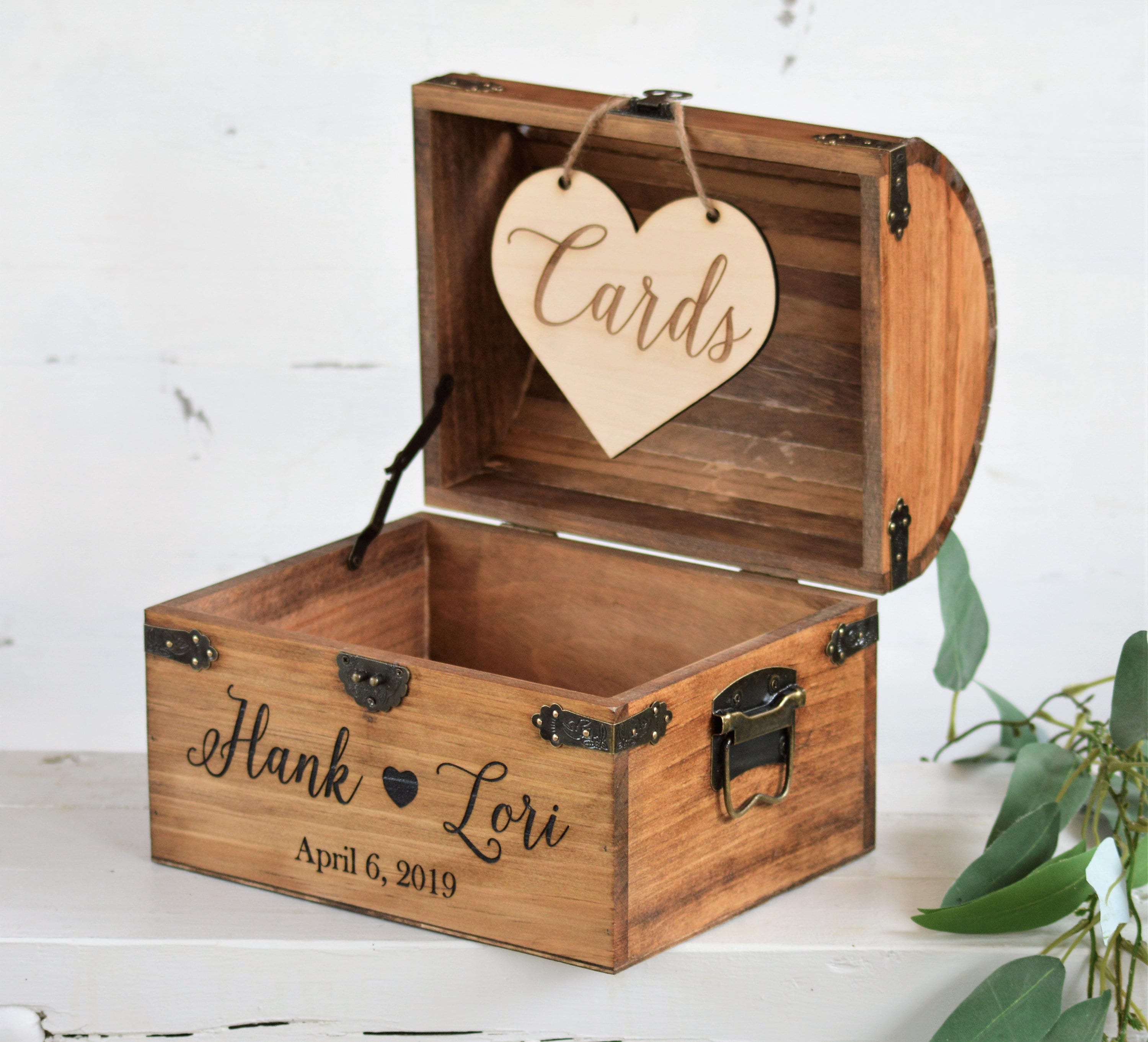 Wooden Card Box With Cards Banner Personalized Wedding Cards