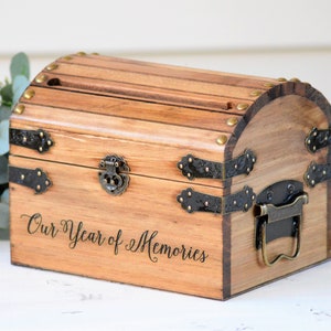 Our Year Of Memories Keepsake Box Wooden Memory Box Wooden Keepsake Box First Anniversary 5th Anniversary Gift Wedding Memory Chest image 7