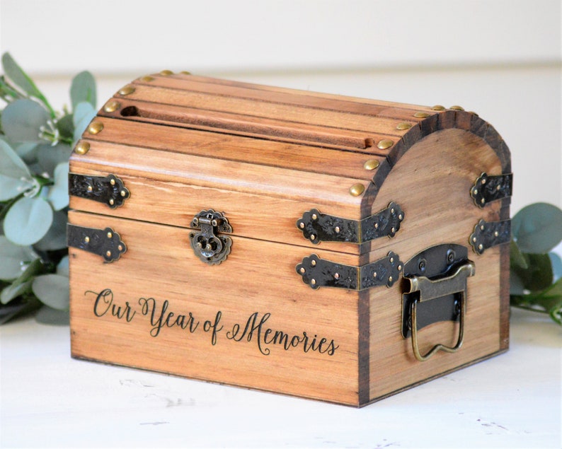 Our Year Of Memories Keepsake Box Wooden Memory Box Wooden Keepsake Box First Anniversary 5th Anniversary Gift Wedding Memory Chest image 7