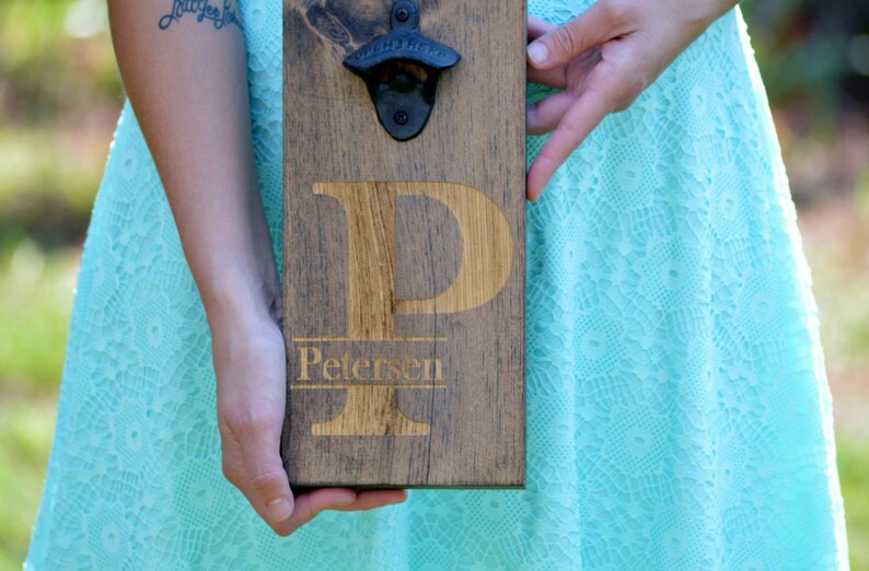 Personalized Bottle Opener, Wood Wall Mount Beer Bottle Opener, Groomsmen Gift, Gift For Him, Custom Craft Beer Accessories, Man Cave Sign image 5