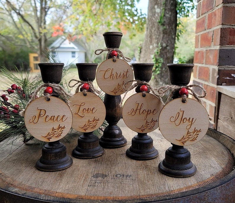 Advent Candle Holder 5 Candle Set Wood Advent Candle Holders Etsy