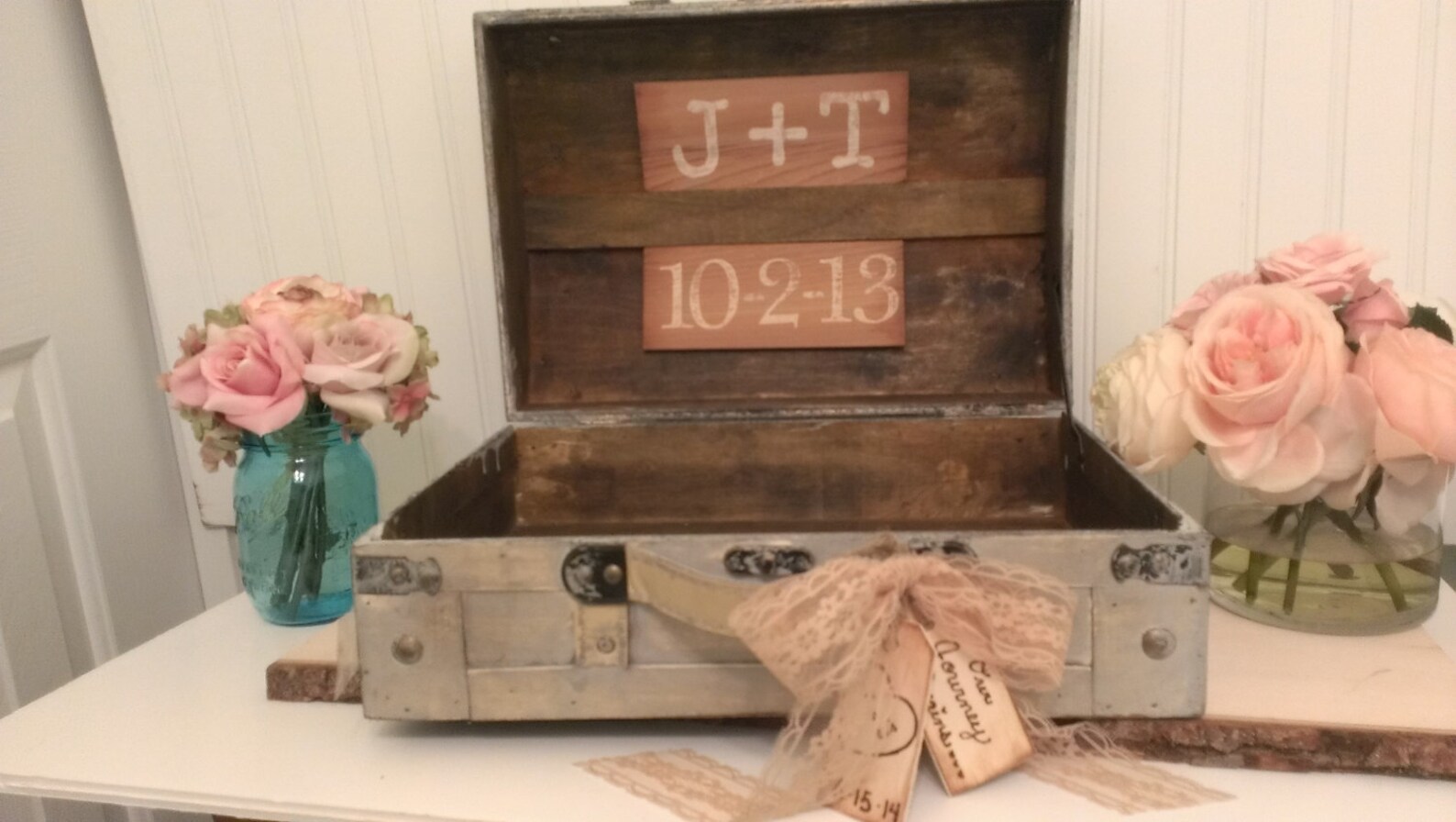 Personalized Shabby Chic Card Box Burlap Wedding Reception Etsy