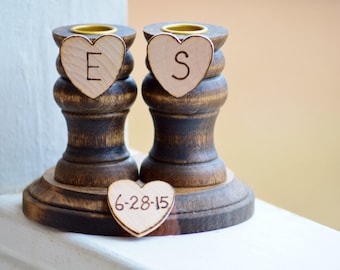 wedding unity candle holders, wood wedding unity candle set, rustic wedding ceremony decor, set of 3