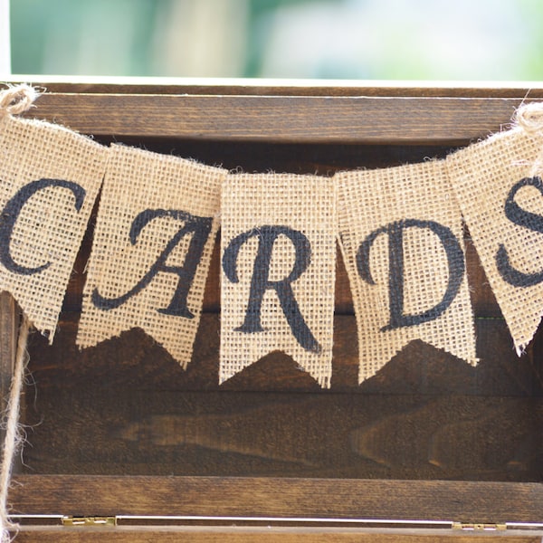 rustic wedding burlap banner, burlap wedding cards banner