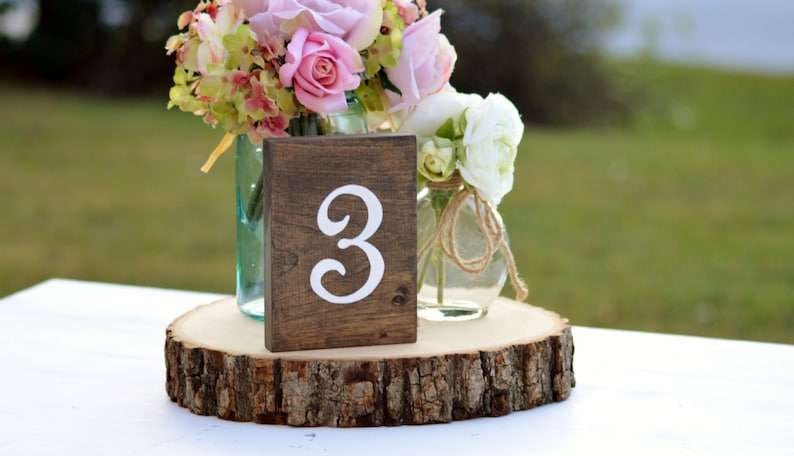 Wooden Table Numbers, Rustic Wedding Table Numbers Self Standing, Wedding Centerpieces Woodland Wedding Table Wooden Table Numbers image 7