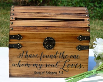 I Have Found The One Whom My Soul Loves Song Of Solomon 3. Engraved Wedding Cards Box, 5 Year Anniversary, Wedding Cardholder, Sign