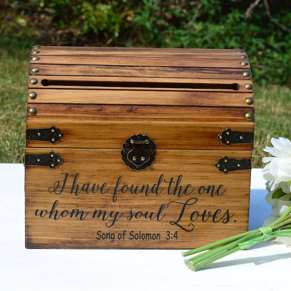 I Have Found The One Whom My Soul Loves Song Of Solomon 3. Engraved Wedding Cards Box, 5 Year Anniversary, Wedding Cardholder, Sign